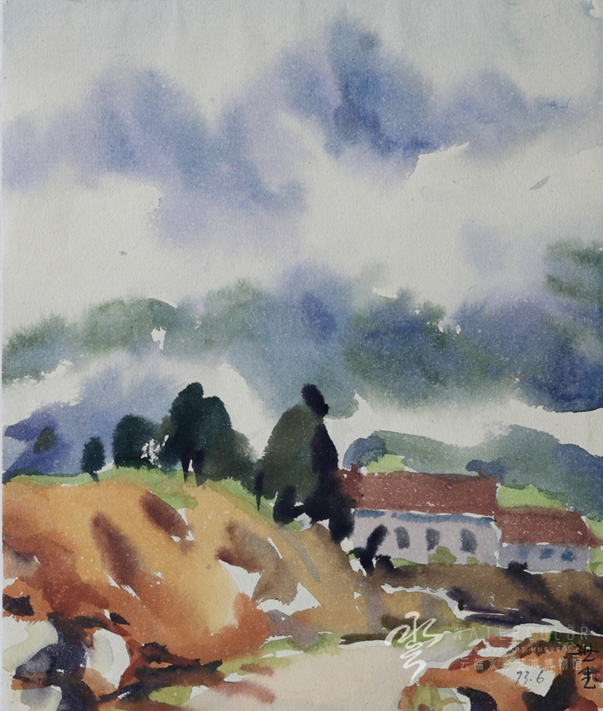 姜世玉 《崂山王哥庄海滩》 24*20cm 1973年6月